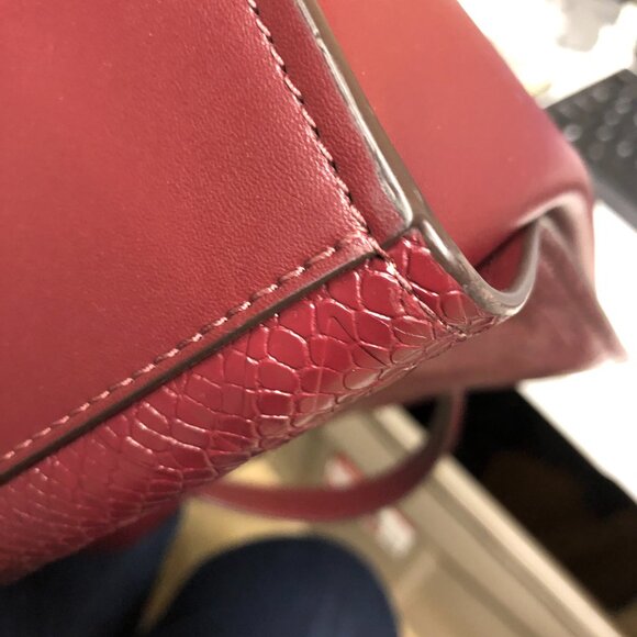 Michael Kors Burgundy Embossed Leather Satchel - Picture 12 of 14